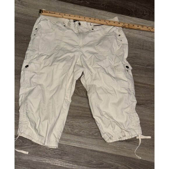 Gloria Vanderbilt Womens Cream Cotton Capri Cargo Pants Size 10 With Drawstring - Picture 6 of 6